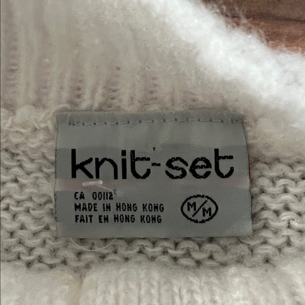 Vintage 80s Knit Sweater Mock Neck White Pearl Like Buttons Women’s Size Medium - Picture 3 of 6